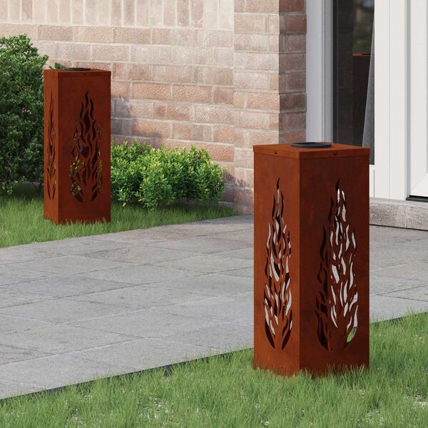 vidaXL Solar LED Pathway Light 2 pcs Bronze Weathering Steel
