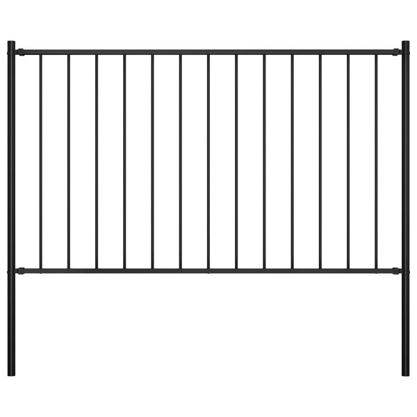 vidaXL Fence Panel with Posts Powder-coated Steel 1.7x1 m Black