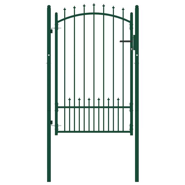 vidaXL Fence Gate with Spikes Steel 104x117 cm Green