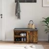 vidaXL Hall Bench with Cushion Plain Smoked Oak 80 x 38 x 46 cm