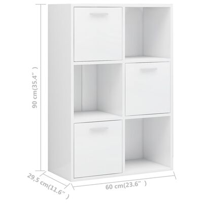 vidaXL Storage Cabinet High Gloss White 60x29.5x90 cm Engineered Wood