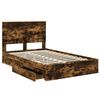 vidaXL Storage Bed with Drawer Smoked Oak 135 x 190 cm Engineered Wood
