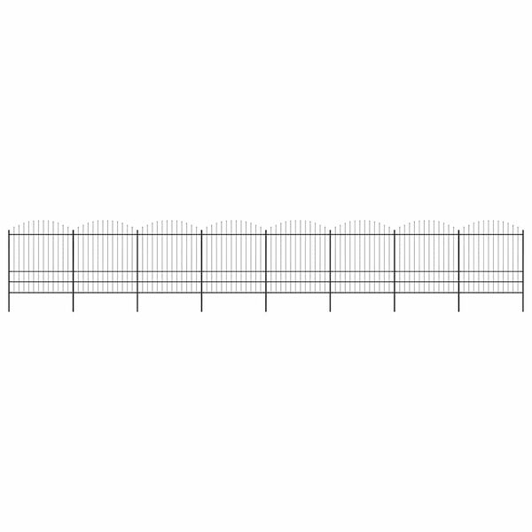 vidaXL Garden Fence with Spear Top Steel 1426x200 cm Black