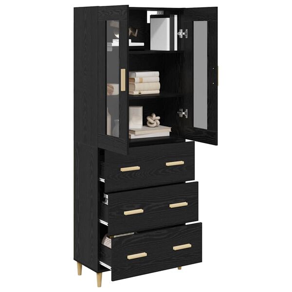 vidaXL Highboard with Drawer Black Oak 69.5 x 34 x 180 cm