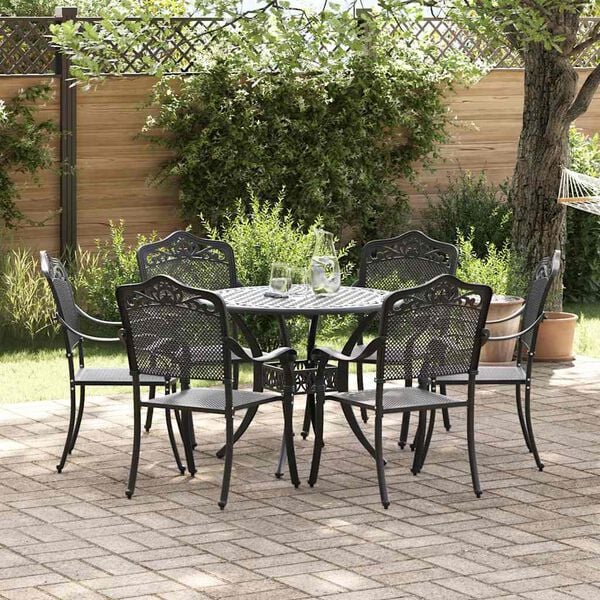 vidaXL Garden Dining Set 7 pcs Black Aluminium