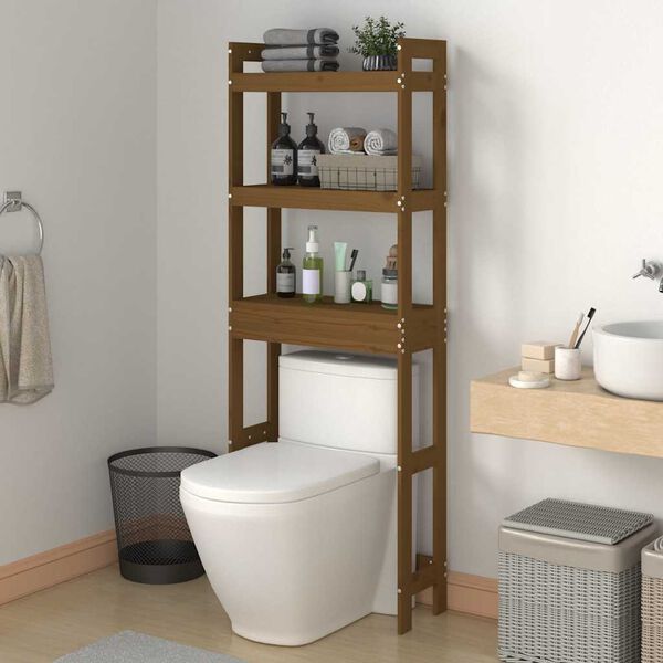vidaXL Toilet Rack Honey Brown 63x26x171 cm Solid Wood Pine