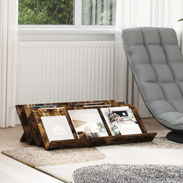 vidaXL Magazine Rack Smoked Oak 90 x 53 x 28.5 cm Engineered Wood