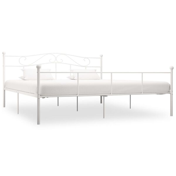 vidaXL Bed Frame without Mattress White Metal 180x200 cm Super King