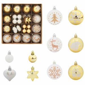 vidaXL Christmas Bauble Set 40 pcs White and Gold &Oslash; 6 cm Plastic