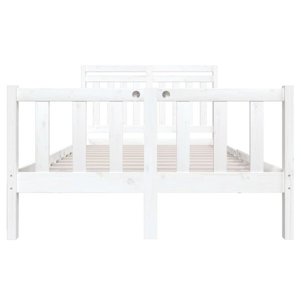 vidaXL Bed Frame without Mattress White Double Solid Wood