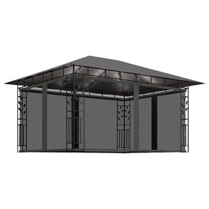 vidaXL Gazebo with Mosquito Net&LED String Lights 4x3x2,73m Anthracite