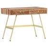 vidaXL Writing Desk | Natural and brass | Solid sheesham wood