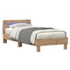 vidaXL Bed Frame with LED Strip Lights Artisian Oak Engineered Wood