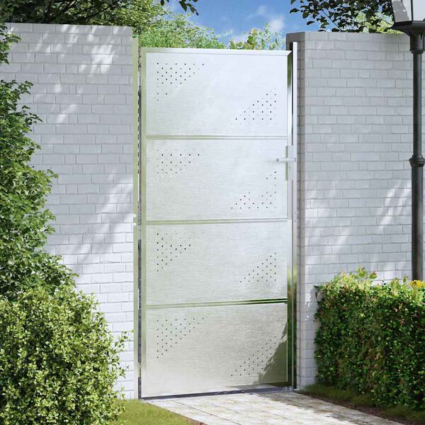 vidaXL Garden Gate with Lock Silver 96 x 180 cm Stainless Steel