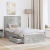 vidaXL Bed Frame with Drawer Concrete Grey 90 x 190 cm Engineered Wood