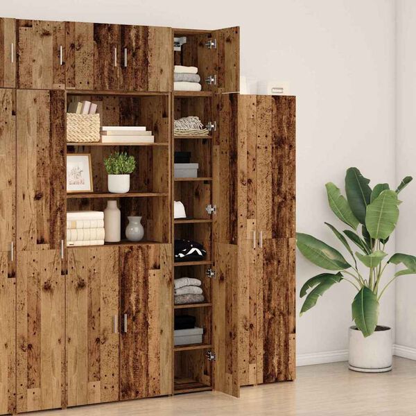 vidaXL Storage Cabinet 3 pcs Old Wood 30 x 42.5 x 225 cm