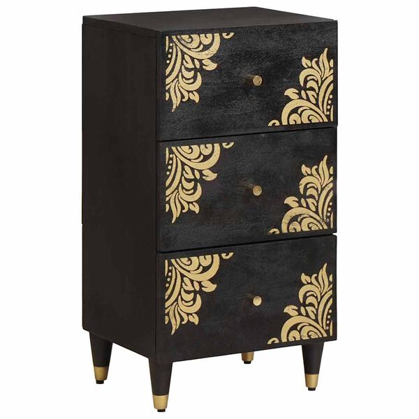 vidaXL Sideboard with Drawer Black 40 x 33 x 75 cm Solid Mango Wood
