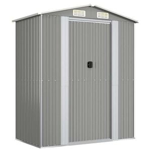 vidaXL Garden Shed Light Grey 192x108x223 cm Galvanised Steel