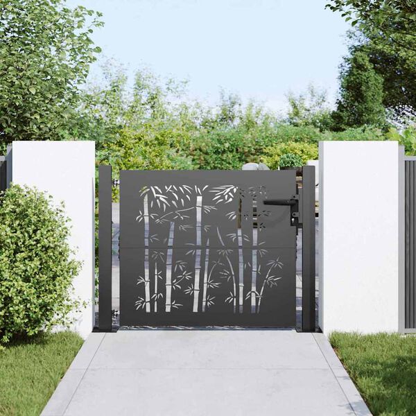 vidaXL Garden Gate with Lock Black 100 x 100 cm Powder-Coated Steel