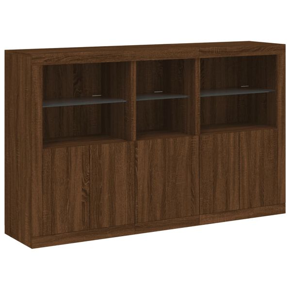 vidaXL Sideboard with LED Lights Brown Oak 162x37x100 cm