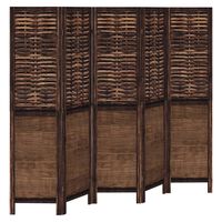 vidaXL Room Divider 5 Panels Dark Brown Solid Wood Paulownia