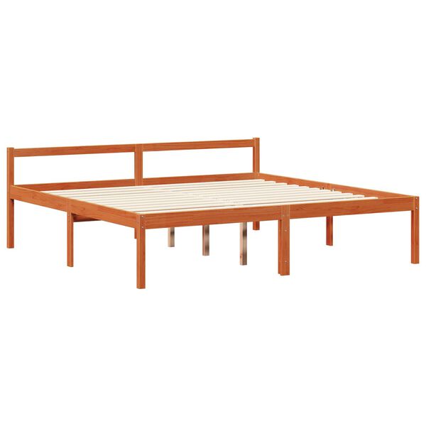 vidaXL Bed Frame with Headboard 2 pcs Wax Brown Solid Pine Wood