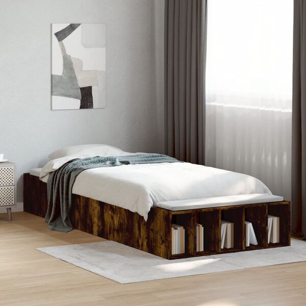 vidaXL Bed Frame without Mattress Smoked Oak 90x190 cm Single