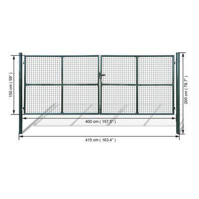 vidaXL Garden Fence Gate 415x200 cm Steel Green