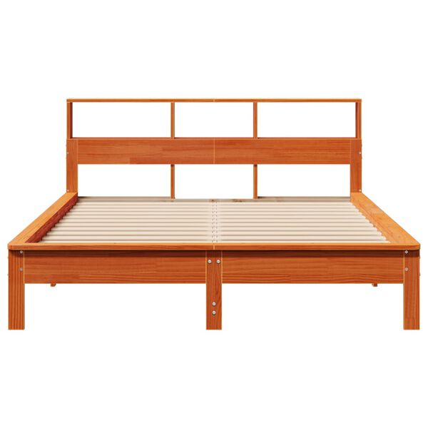 vidaXL Bed Frame without Mattress Wax Brown 150x200 cm King Size Solid Wood Pine