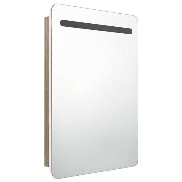 vidaXL LED Bathroom Mirror Cabinet White and Oak 60x11x80 cm