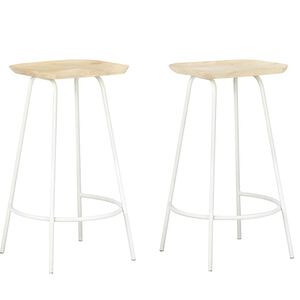 vidaXL Bar Stool | Set of 2 | Bleached wood, White