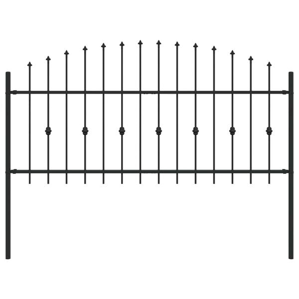 vidaXL Spike Fence Black 200 x 130 cm Powder-Coated Steel