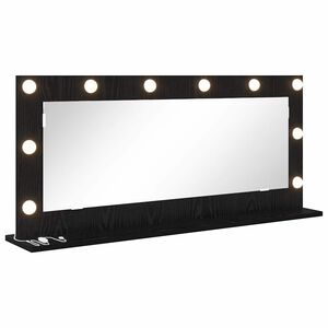 vidaXL Vanity Mirror with LED Strip Lights Black Oak 100 x 45 x 18 cm