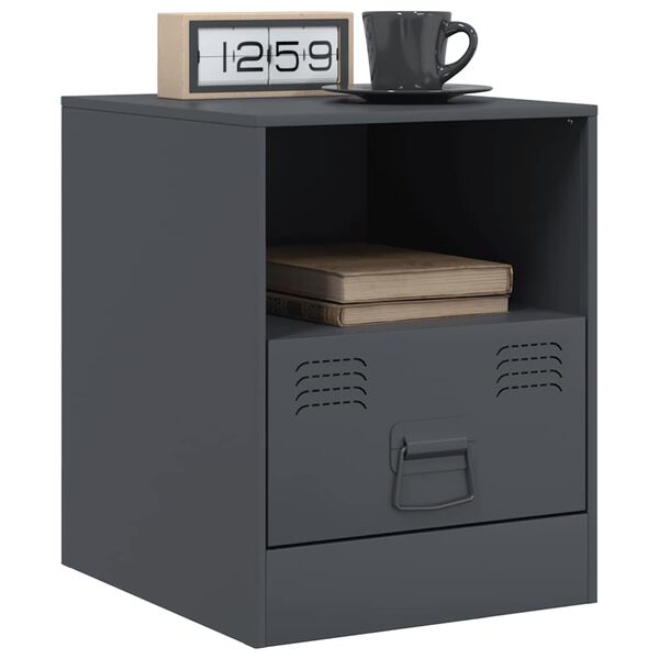 vidaXL Bedside Cabinet Anthracite 34.5x39x44 cm Steel