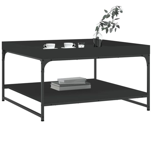 vidaXL Coffee Table Black 80x80x45 cm Engineered Wood and Iron