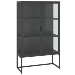 vidaXL Highboard | Anthracite | Steel, Tempered Glass | Large | Highboard