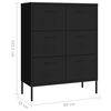 vidaXL Drawer Cabinet Black 80x35x101.5 cm Steel