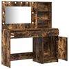 vidaXL Dressing Table with Mirror Lights 2 pcs Brown Engineered Wood