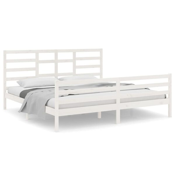 vidaXL Bed Frame without Mattress White Solid Wood 200x200 cm