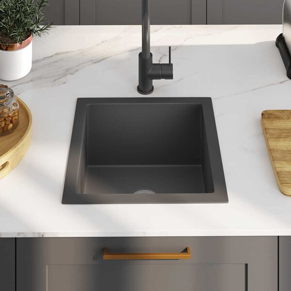 vidaXL Handmade Kitchen Sink Black Stainless Steel