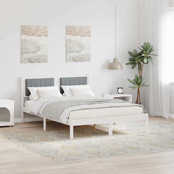 vidaXL Bed Frame with Upholstered Headboard Light Grey 120 x 190 cm