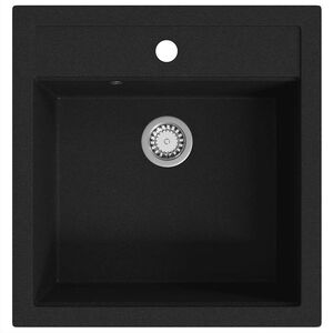 vidaXL Granite Kitchen Sink Single Basin Black