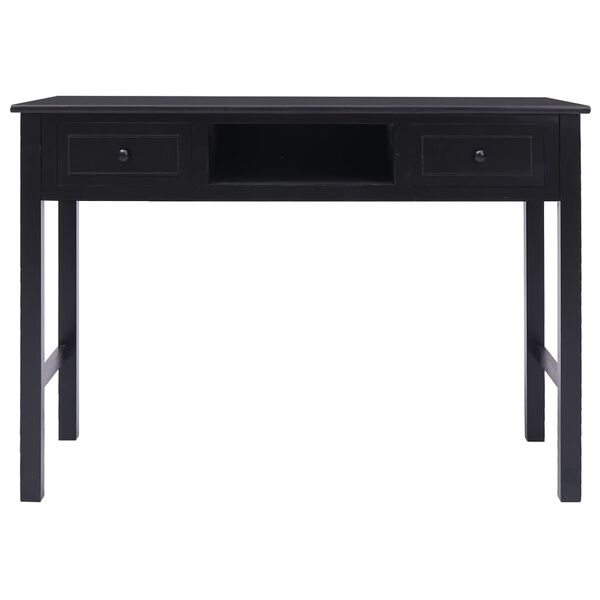 vidaXL Writing Desk Black 108x45x76 cm Solid Wood Paulownia