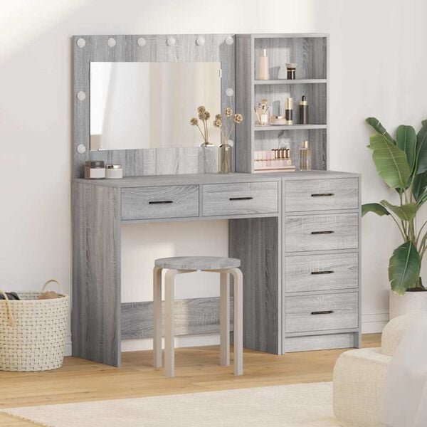 vidaXL Dressing Table Light Grey 78.5 x 41 x 135 cm Engineered wood