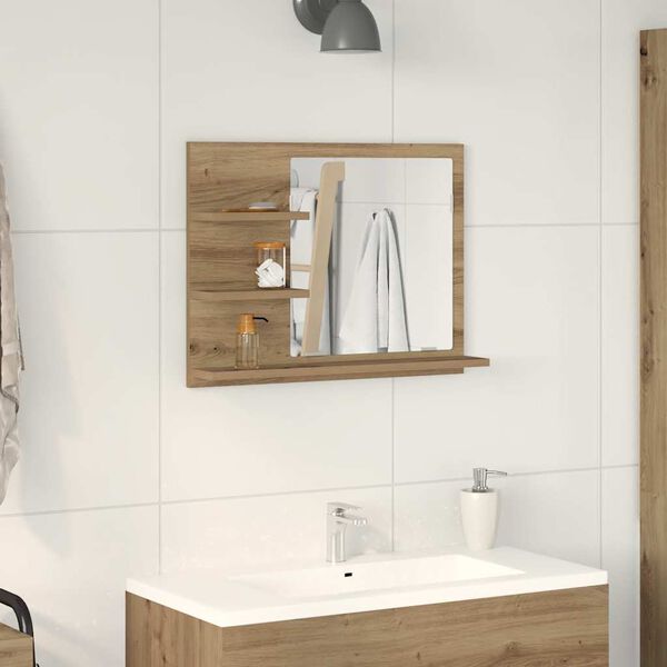 vidaXL Bathroom Mirror Cabinet Artisan Oak 60x10.5x45 cm