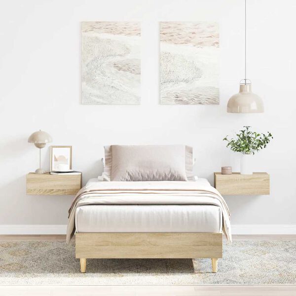 vidaXL Bed Frame No Mattress Sonoma Oak 100x200 cm Engineered Wood