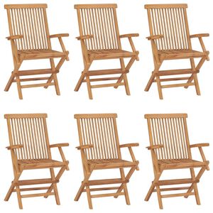 vidaXL Folding Garden Chairs 6 pcs Solid Teak Wood