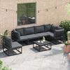 vidaXL Garden Sofa Set with Cushion 7 pcs Black Aluminium