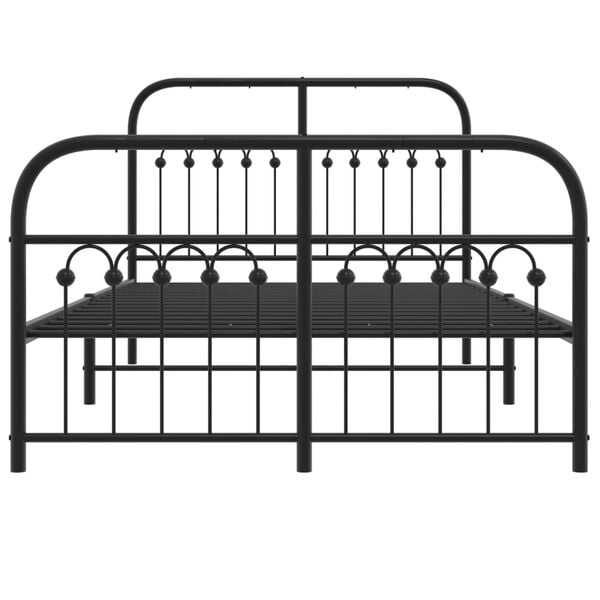 vidaXL Metal Bed Frame without Mattress with Footboard Black 120x190cm
