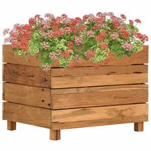 vidaXL Raised Bed 50x40x38 cm Recycled Teak Wood and Steel
